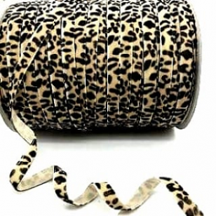 Fluweel band 10mm Leopard mtr